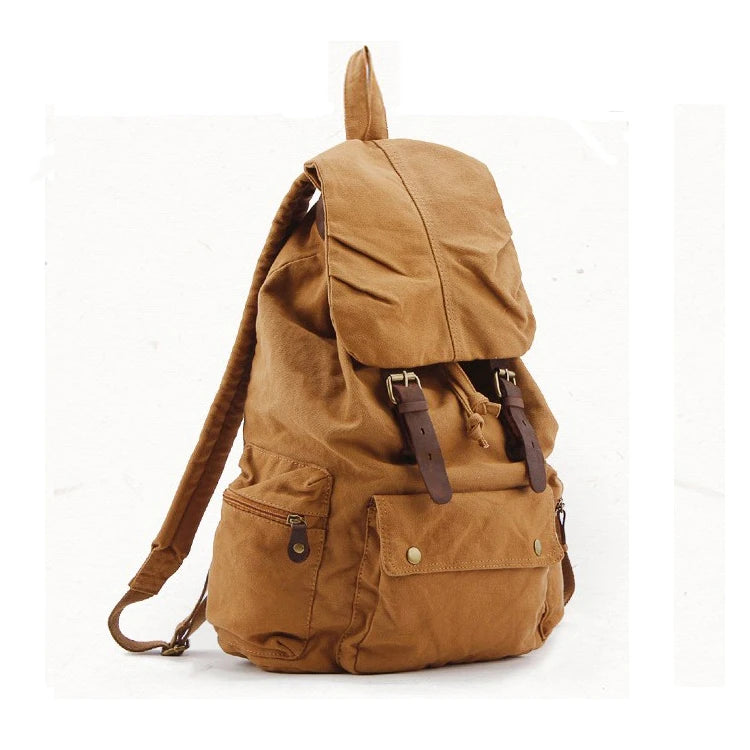 Fashion Vintage Leather military Canvas Backpack