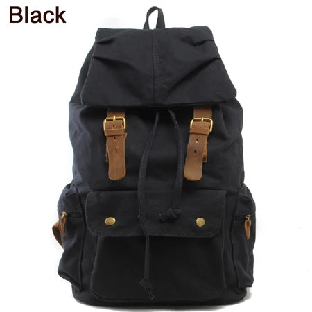 Fashion Vintage Leather military Canvas Backpack