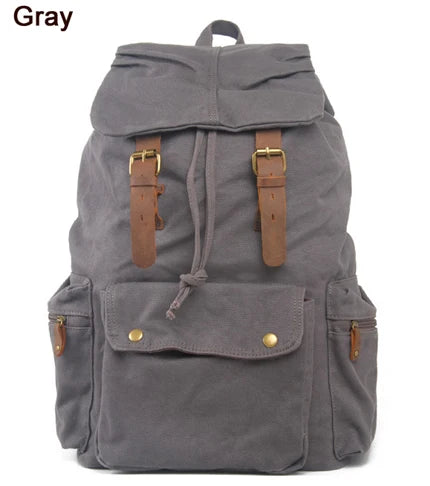 Fashion Vintage Leather military Canvas Backpack