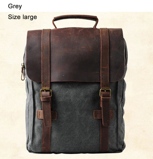 Leather military Canvas Backpack