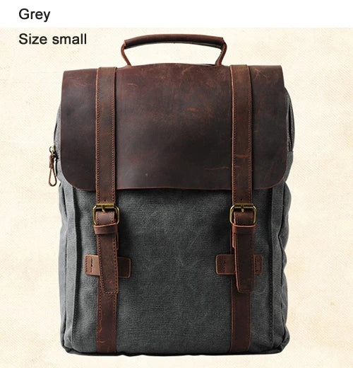 Leather military Canvas Backpack