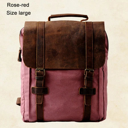 Leather military Canvas Backpack