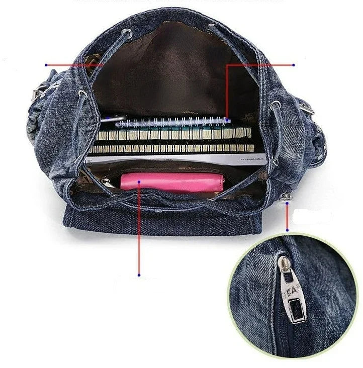 Fashion Casual Denim Women Backpack