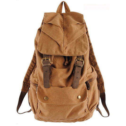 Fashion Vintage Leather military Canvas Backpack