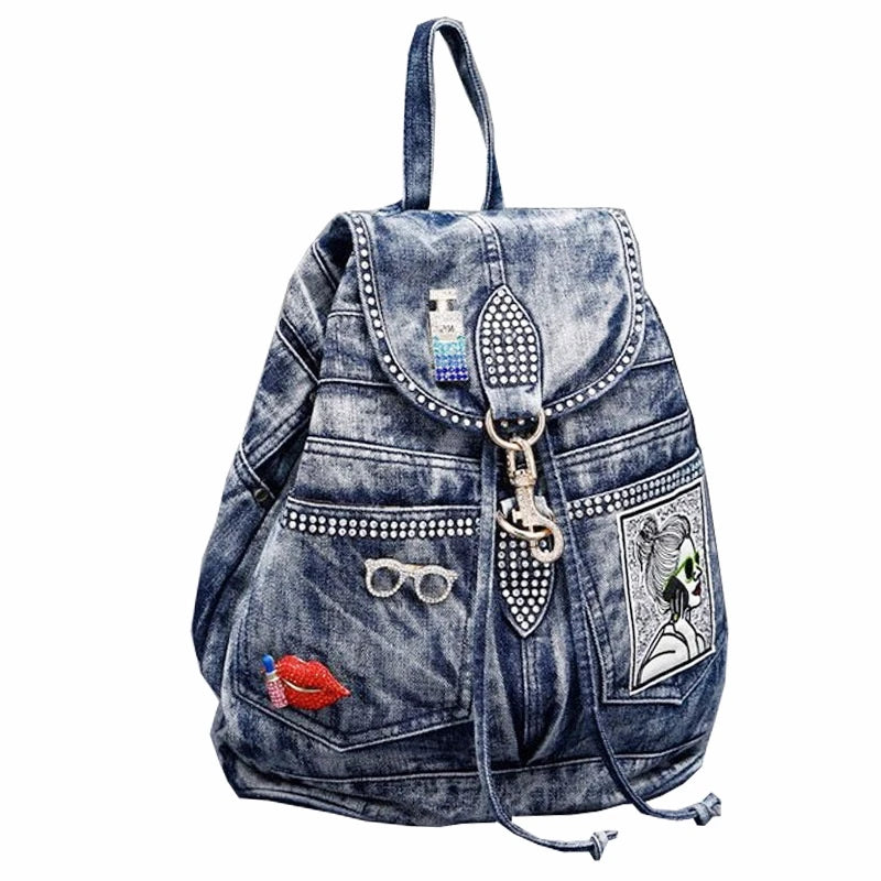 Fashion Denim Women Casual Backpack