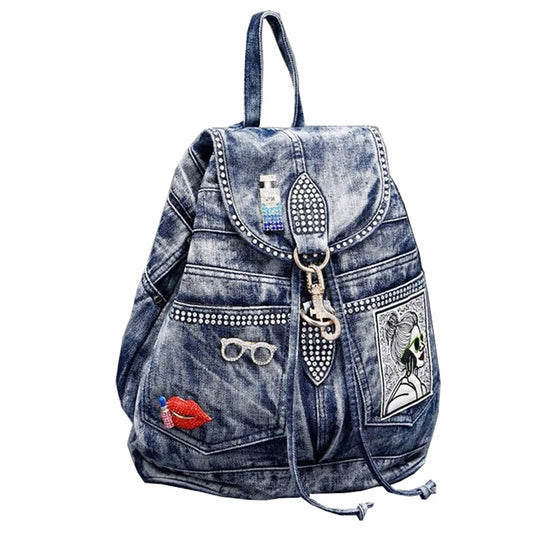 Fashion Denim Women Casual Backpack