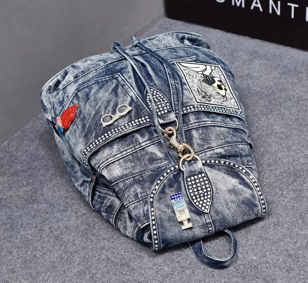 Fashion Denim Women Casual Backpack