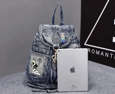 Fashion Denim Women Casual Backpack